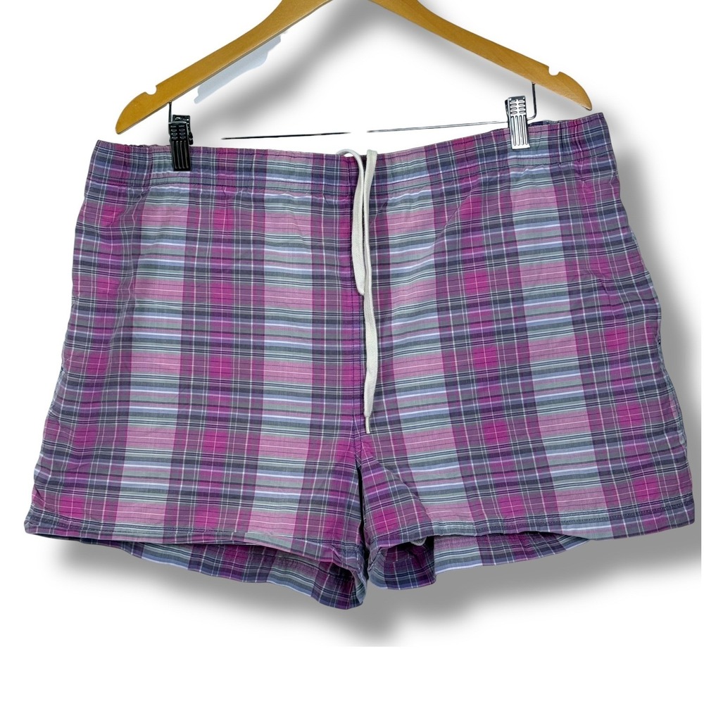 Polo Sport Ralph Lauren Swim Trunks Mens 2XL Pink Purple Plaid Lined Shorts